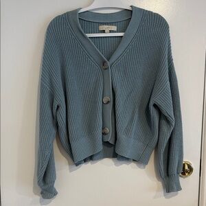 LOFT Textured Blue Cardigan Sweater